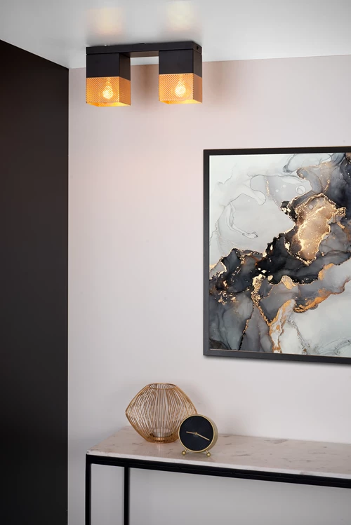 Lucide RENATE - Plafonnier - 2xE27 - Or Mat / Laiton - ambiance 1